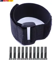 Fastening Hook and Loop Cable Straps,10Pack Black Self-Adhesive Cable Ties,Nylon
