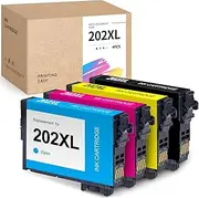 4 Pack (1BK1C1M1Y) 202XL Ink Cartridge Compatible with Epson Workforce WF2860 XP5100
