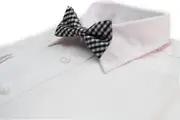 Boys Ivory, Black & Silver Tinsel Checkered Patterned Cotton Bow Tie