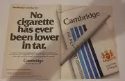 Cambridge Cigarettes Print Ad 1980 16x11 Vintage Great To Frame