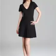 NWT Theory Anderz Short Sleeve Sweater Dress Evian Stretch Black SIZE M MSRP$325