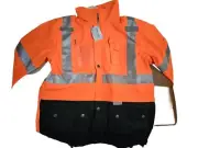 New Ergodyne Glowear 8386 Southwest Rain Jacket With Hood High Vis MEDIUM