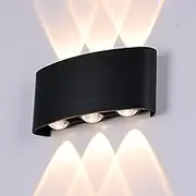 Outdoor Wall Light, LED Up&Down Porch Lights 6W 3000K Warm White Outdoor Modern Wall Sconce Aluminum Porch & Patio Lights Exterior Light Fixture for House Garden Backyard Garage