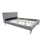 Design Square Designer Fabric Bed Frame Wooden Legs With Headboard Double Light