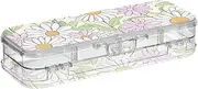 Yoogain Lovely Daisy Floral Peach White Clear Pencil Plastic Box Double Layer Boxes Pens Case For Kids With Snap Lid