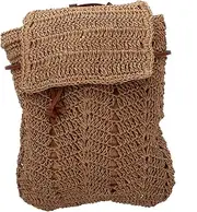 [Healeved] 1Pc Straw Woven Bag Fashionable Weave Backpack Versatile Drawstring Shoulder Bag for Summer Beach for Cards Phone and Essentials Present for