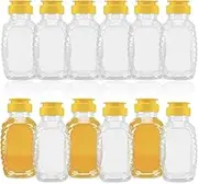 Lainrrew Honey Jars, 12 Pcs Plastic Honey Bottles Clear Empty Honey Containers Honey Dispenser Squeeze Honey Bottle with Leak Proof Flip-Top Caps for Storing and Dispensing (6OZ)