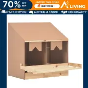 Chicken Laying Nest 2 Compartments Solid Pine Wood Coop Nesting Box 63x40x 70651