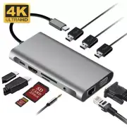 USB Type C HubTo HDMI-compatible 4K VGA Adapter RJ45 Lan Ethernet SD TF PD