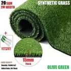 20SQM Synthetic Grass Turf 15mm Pile Olive Artificial Grass Fake Lawn+ U Pegs