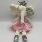 Spark Create Imagine Ballerina Elephant Plush Crown Rattle 16" New With Tags