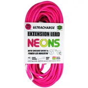 Ultracharge Neons 20m Extension Lead Cable 10A Heavy Duty Cord Plug/Socket Asst.