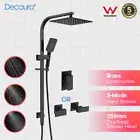 Decaura Square 10" Rain Shower Head Set Matt Black SUS Rain Head Shower Taps