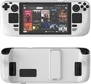 Protective Case with Kickstand for Steam Deck, Cover Protector with Full Protection, Shock-Absorption and Anti-Scratch Design, Carrying Case (White)