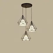 Industrial 3-Light Pendant Light Kitchen Adjustable Flush Mount Ceiling Lighting for Kitchen Island Living Room Bedroom Hallway, Vintage Hanging Pendant Lights Fixture