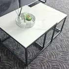 Set of 2 Modern Nested Coffee Table Real Marble Sofa Side Tea Table Home Office