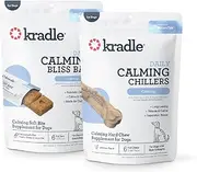 Kradle Calming Bundle for Dogs – Bliss Bars (6ct) & Chillers Hard Chews (6ct) – Non-Drowsy Anxiety & Stress Relief Support for Dogs – Peanut Butter + Chicken Flavor - 12-Count