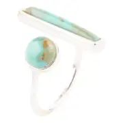 Blue Turquoise Size Adjustable Sterling Silver Ring