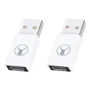2x Bonelk 5Gbps USB-A to USB-C 3.0 Adapter/Connector For Laptop/Computer White