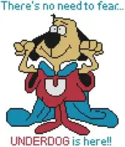 CROSS STITCH+ CRAFT PATTERN Underdog Dog Superhero Cartoon Cox Voice Saves Polly