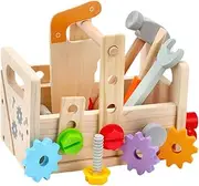 INOOMP 1 Set Tool Box Educational Learning for Complete Repair Playset with Hammer Screwdriver Wrench Screws Nuts Develops Creativity Imagination