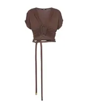 Draped jersey crop top S,XS Brown