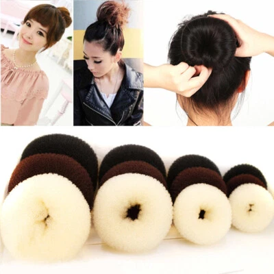 3X Women Girl Sponge Hair Bun Maker Ring Donut Shape Hairband Styler Tool 5-11cm