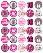 30x 16th Birthday Girl Cupcake Toppers Edible Wafer Paper Fairy Cake Toppers