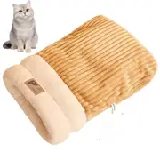 Indoor Cats Cat Winter Sleeping Bag, Soft Plush, Best Pet Sleeping Bags Brown L