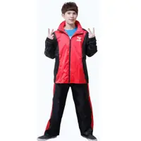 在飛比找ETMall東森購物網優惠-新二代 JUMP挺酷套裝休閒風雨衣(黑紅)+通用鞋套