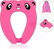 Travel Portable Potty Seat for Kids Non-Slip Foldable Toilet Seat Cover Toddlers Pad with Carry Bag & Splash Guard (Pink)