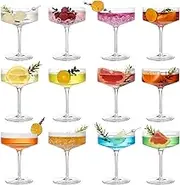 Champagne Coupe Glasses Set of 12, 10 oz Elegant Martini Glasses, Vintage Cocktail Glasses Ribbed Coupe Glasses Set for Weddings, Parties, and Gatherings, Espresso Martini Glasses Gift Set