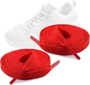 [WALWAL] 45" Flat Athletic Shoe Laces for Sneakers, Skate Shoes, Boots, Sport and Casual Wear 2 Pair Pack High Durability Stylish(Red)