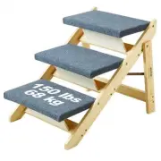 Wood Pet Stairs/Pet Steps, 2-in-1 Foldable Wooden Dog Stair for Beds, Sofa and
