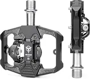 Mountain Bike Pedals - Dual Function Flat and Clipless Pedal - 3 Sealed Bearing Platform Pedals Compatible with SPD, Bicycle Pedals for BMX Spin Exercise Peloton Trekking Bike