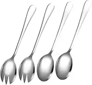 VILLFUL 4pcs Stainless Steel Salad Serving Utensils Set Elegant Forks and Spoons for Fruit Dessert and Appetizer for Home Parties and Buffets Dishwasher Safe