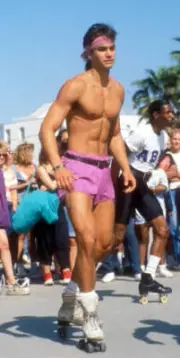 Marcus Schenkenberg rollerskating in Venice Beach California on .. Old Photo