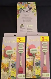 3 Gillette Venus Deluxe Smooth Sensitive Razor + 3 Refills New