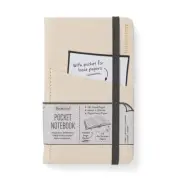 IF Bookaroo A6 'Pocket' Notebook - CREAM, Hard Cover Notebook with Elastic