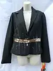 True Meaning Jacket Women's Size 8 Black with Gold Sequins & Pin Stripe