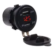 Motorcycle Waterproof 12-24V 2.1A Dual Usb Charger Adapter + Voltmeter