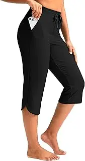 [Pudolla] Women's Swim Capris 18" Quick Dry UPF50+ Swimsuit Pants Long Board Shorts for Women with Pockets