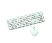 Sweet 2.4G Wireless Keyboard Mouse Set Pure Color Round Keycaps - Green