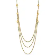 14K Yellow Gold Triple Layer Polished Circles Fancy Necklace