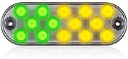 Maxxima 6.5" Oval LED Surface Mount Warning with 11 Selectable Flash Patterns, for Trucks and Heavy Duty Vehicles. Green/Amber Lens