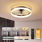 Ceiling Fan with Light, 19.7" Modern Ceiling Fan with Remote Control Smart LED D