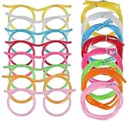 8PCS Silly Straw Glasses, Reusable Fun Loop Drinking Straw Eye Glasses, Novelty Eyeglasses Straw for Party Annual Meeting Parties Birthday (8 Colors)