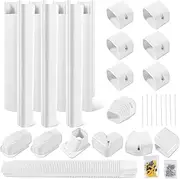 KuriProtect 3" W 25Ft Decorative PVC Line Set Cover Kit for Mini Split Lineset Cover Kit for Air Conditioner & Heat Pump (White)