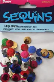 Darice Economy Craft ~ CUP SEQUINS ~ Size: 10mm Color: Mixed Qty in Pack: 120