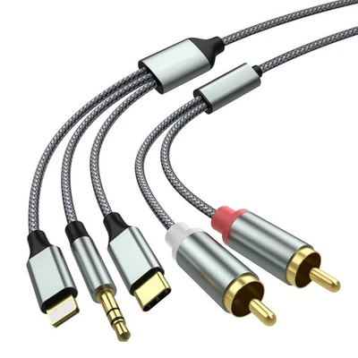Lightning to RCA Cable Audio Aux Adapter,RCA 3.5mm Cable，USB C 2 RCA...